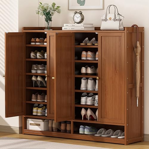 Moderner weißer 4-türiger Schuhschrank für Wohnzimmer und Eingangsbereich, freistehendes Schuhregal aus Holz mit Stauraum für Flur, 115 cm Länge Moderner weißer 4-türiger Schuhschrank für Wohnzimmer und Eingangsbereich, freistehendes Schuhregal aus Holz mit Stauraum für Flur, 115 cm Länge von Generisch