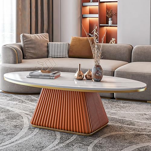 Moderner weißer Couchtisch mit offenem Regal für Wohnzimmer, robust und einfach zu montieren, ovaler Mitteltisch, ideal für Heimbüro, Orange, 100 x 49 x 45 cm Moderner weißer Couchtisch mit offenem Regal für Wohnzimmer, robust und einfach zu montieren, ovaler Mitteltisch, ideal für Heimbüro, Orange, 100 x 49 x 45 cm von Generisch
