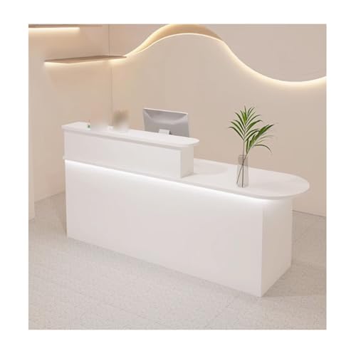 Moderner weißer Empfangstisch für Büro und Salon – elegante 140 cm vordere Theke auf der rechten Seite, perfekt für Geldbereiche und Kundenservice. von Generisch