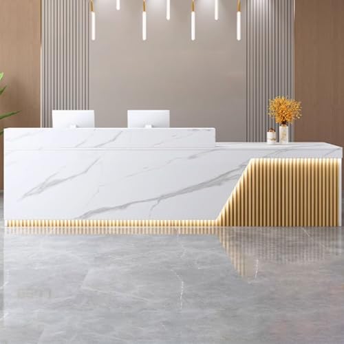Moderner weißer Empfangstisch mit LED-Beleuchtung - Stilvolle Büromöbel für Supermärkte und Einzelhandelsgeschäfte - Eleganter Empfangstisch für den professionellen Einsatz Moderner weißer Empfangstisch mit LED-Beleuchtung - Stilvolle Büromöbel für Supermärkte und Einzelhandelsgeschäfte - Eleganter Empfangstisch für den professionellen Einsatz von Generisch