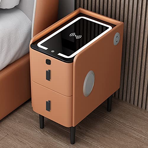 Moderner weißer Nachttisch mit USB-Ladeanschluss und Aufbewahrungsschublade, kleiner schmaler Nachttisch für Schlafzimmer, stilvolle Möbel mit modernem Design von Generisch