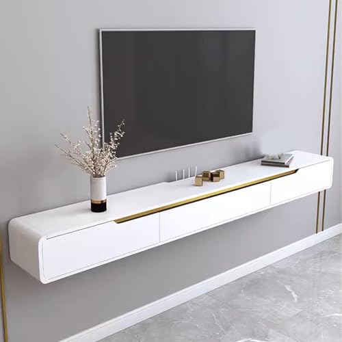 Moderner weißer Wand-TV-Schrank, schwebende Medienkonsole für Wohnzimmer, 120 cm TV-Aufbewahrungseinheit, stilvolle Aufbewahrungslösung unter dem Fernseher, platzsparendes Design von Generisch