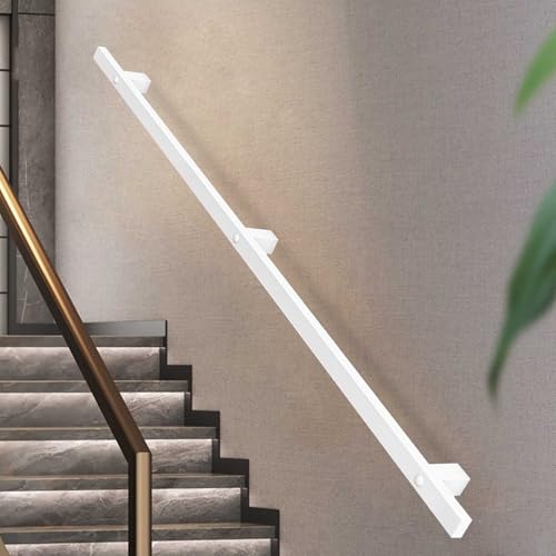 Moderner weißer industrieller Schmiedeeisen-Handlauf für Treppen, Wandmontage, Geländerstütze für den Innen- und Außenbereich, erhältlich in 1 m, 1,5 m, 2 m, 5 m und 6 m Länge. Moderner weißer industrieller Schmiedeeisen-Handlauf für Treppen, Wandmontage, Geländerstütze für den Innen- und Außenbereich, erhältlich in 1 m, 1,5 m, 2 m, 5 m und 6 m Länge. von Generisch