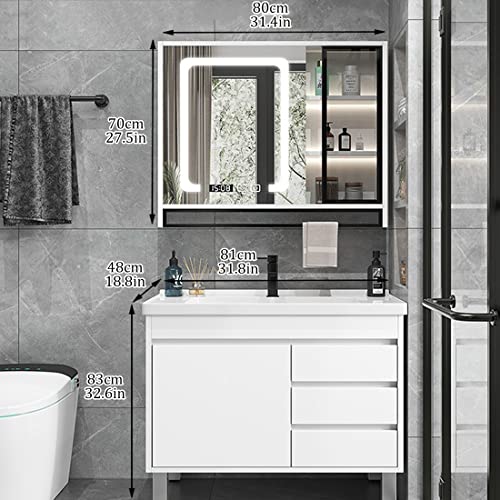 Modernes, schwimmendes Badezimmer-Waschtisch-Set mit Keramikspüle und Wandspiegelschrank, stilvolle Wäschevorbereitung, Handwaschbeckenstation, 203,2 cm, Holzschrank-Kombination Modernes, schwimmendes Badezimmer-Waschtisch-Set mit Keramikspüle und Wandspiegelschrank, stilvolle Wäschevorbereitung, Handwaschbeckenstation, 203,2 cm, Holzschrank-Kombination von Generisch