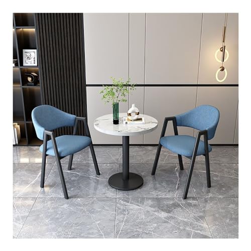 Modernes 3-teiliges Esstisch-Set für 2 runde Küchen-Dinette-Set mit Stahlrahmen, platzsparend für kleine Apartments und Studios von Generisch