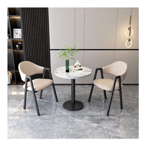 Modernes 3-teiliges Esstisch-Set für kleine Räume, runder Küchentisch mit zwei Stühlen, Stahlgestell, Wohnungsmöbel-Set Modernes 3-teiliges Esstisch-Set für kleine Räume, runder Küchentisch mit zwei Stühlen, Stahlgestell, Wohnungsmöbel-Set von Generisch