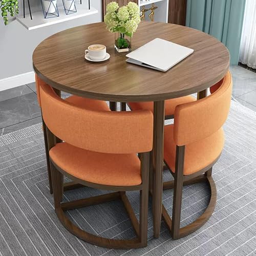 Modernes 5-teiliges Esstisch- und Stühle-Set für Büro, Empfangsraum oder Club mit weichen Sitzen in stilvoller orangefarbener Farbe Modernes 5-teiliges Esstisch- und Stühle-Set für Büro, Empfangsraum oder Club mit weichen Sitzen in stilvoller orangefarbener Farbe von Generisch