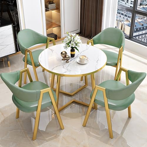 Modernes 5-teiliges Esszimmer-Set mit 4 PU-gepolsterten Liegestühlen, platzsparende Möbel für Büro und Küche (Grün) von Generisch