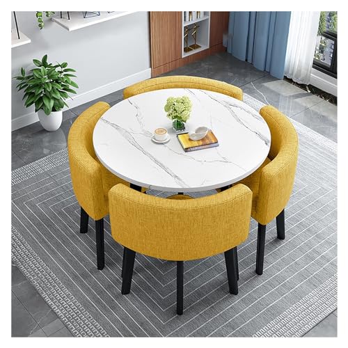 Modernes 5-teiliges Küchen-Esszimmer-Set für 4 Frühstücksbartisch mit weicher Rückenlehne, Stühle, ideal für Zuhause, Wohnung, Kaffee, Wohnzimmer, stilvolle Möbel in (Gelb) von Generisch