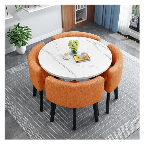 Modernes 5-teiliges Küchen-Esszimmer-Set mit weicher Rückenlehne, inklusive Frühstücksbartisch und 4 Stühlen, ideal für kleine Räume, stilvolles rundes Tischdesign für Zuhause, Wohnung, Café oder Modernes 5-teiliges Küchen-Esszimmer-Set mit weicher Rückenlehne, inklusive Frühstücksbartisch und 4 Stühlen, ideal für kleine Räume, stilvolles rundes Tischdesign für Zuhause, Wohnung, Café oder von Generisch