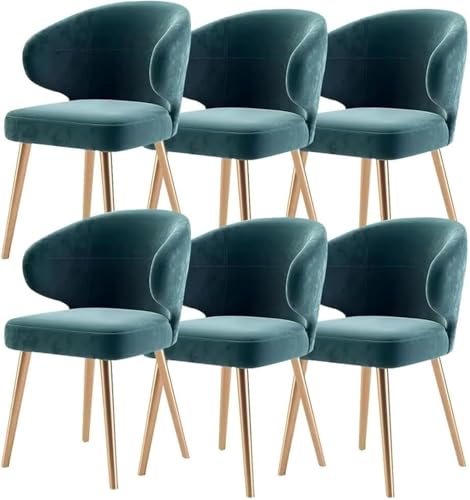 Modernes 6er Set Samt Esszimmerstühle mit Metallbeinen für Küche Lounge Wohnzimmer Schlafzimmer Grün von Generisch