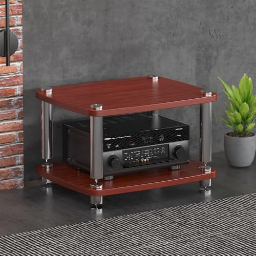 Modernes Audio-Regal, 2 Etagen, Medienständer für Heimkino, AV-Regal, Nizer für Stereo-Komponenten, rotes Finish, verstellbarer Stauraum für Elektronik. Modernes Audio-Regal, 2 Etagen, Medienständer für Heimkino, AV-Regal, Nizer für Stereo-Komponenten, rotes Finish, verstellbarer Stauraum für Elektronik. von Generisch