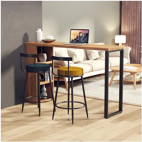 Modernes Bartisch-Set mit 2 Hockern, 3 Seitenablagen und Fußstütze, stilvoller 3-teiliger Esstisch und Stühle, Set für Heimstudio oder Büro, platzsparendes Design von Generisch
