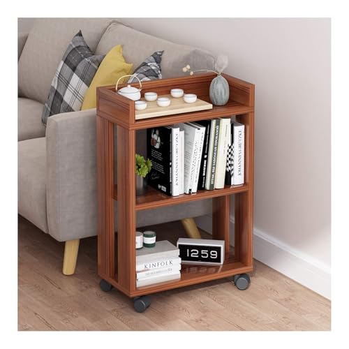 Modernes Bücherregal aus Holz – 3-stöckiges Rollregal, multifunktionaler Organizer für Schlafzimmer und Wohnzimmer, Sammlungen von Generisch