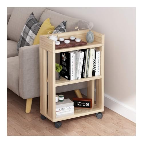Modernes Bücherregal aus Holz – 3-stöckiges Rollregal für organisierte Wohnräume von Generisch