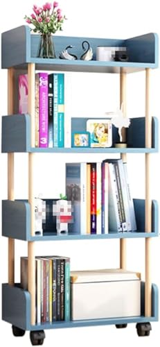 Modernes Bücherregal mit 4 Etagen und Universalrädern, Holzständer für Heimdekoration, freistehendes Bücherregal, multifunktionales Bücherregal Modernes Bücherregal mit 4 Etagen und Universalrädern, Holzständer für Heimdekoration, freistehendes Bücherregal, multifunktionales Bücherregal von Generisch