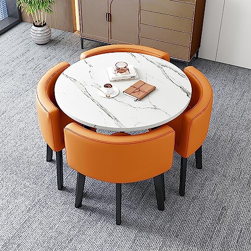 Modernes Büro Business Hotel Lobby Esstisch Set mit Business Couchtisch Bürotisch und Stuhl Set für Freizeitbereich Home Balkon Kleine Runde Tisch Set mit 1 Tisch und 4 Stühlen in Vi Modernes Büro Business Hotel Lobby Esstisch Set mit Business Couchtisch Bürotisch und Stuhl Set für Freizeitbereich Home Balkon Kleine Runde Tisch Set mit 1 Tisch und 4 Stühlen in Vi von Generisch