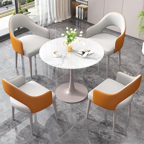 Modernes Büro Empfangsraum Club Tisch Set 80.0 cm Runder Konferenztisch mit Stühlen 5-teiliges kleines Verhandlungstisch Set Couchtisch und Stuhl Set für Familienwohnung von Generisch