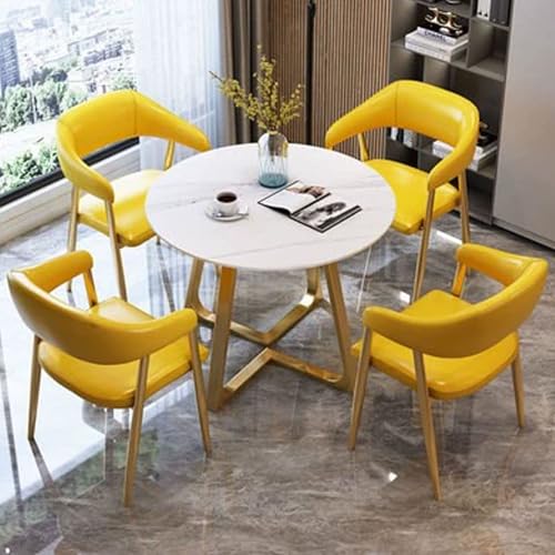 Modernes Büro Empfangsraum Club Tisch und Stuhl Set Stilvolle Küche Frühstück Bar Tisch und Stuhl Set 80 cm Konferenz Empfangsraum Couchtisch mit 4 Stühlen Platzsparendes Design in Gelb Modernes Büro Empfangsraum Club Tisch und Stuhl Set Stilvolle Küche Frühstück Bar Tisch und Stuhl Set 80 cm Konferenz Empfangsraum Couchtisch mit 4 Stühlen Platzsparendes Design in Gelb von Generisch