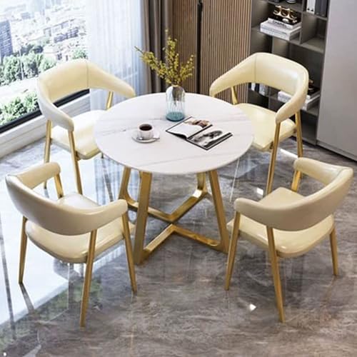 Modernes Büro Empfangsraum Club Tisch und Stuhl Set Stilvolle Küche Frühstück Bar Tisch und Stuhl Set 80 cm Konferenz Empfangsraum Couchtisch mit 4 Stühlen Set Platzsparendes Design in K von Generisch