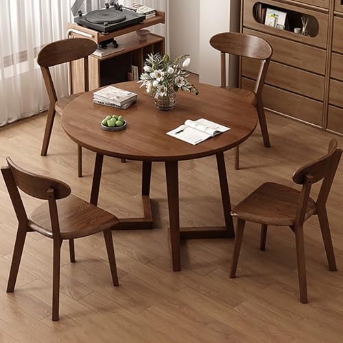 Modernes Büro-Empfangstisch und Stuhl-Set, Walnussholz, Business-Tisch mit 4 runden Stühlen, stilvolle Ess- und Frühstücksbar-Möbel für Lounge, Geschäft und Freizeit (80 x 75 cm/31,5 x 29 cm) von Generisch