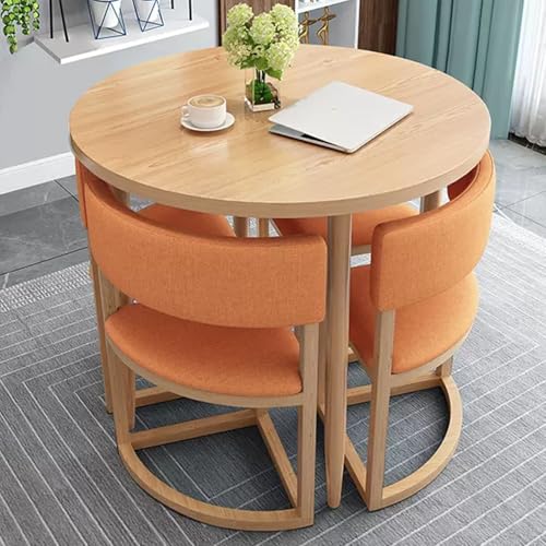 Modernes Bürotisch-Set für Empfangsräume, Clubtisch-Set mit 5-teiligem Esstisch und weichen Sitzen, orangefarbener Akzent Modernes Bürotisch-Set für Empfangsräume, Clubtisch-Set mit 5-teiligem Esstisch und weichen Sitzen, orangefarbener Akzent von Generisch