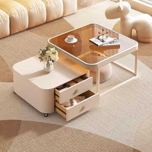 Modernes Couchtisch-Set aus Glas – Nesting Design mit Universalrollen für Wohnzimmer, Schlafzimmer und Balkon – Set mit 2 Tischen Modernes Couchtisch-Set aus Glas – Nesting Design mit Universalrollen für Wohnzimmer, Schlafzimmer und Balkon – Set mit 2 Tischen von Generisch