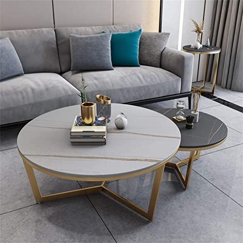 Modernes Couchtisch-Set mit Metallrahmen, rund, Beistelltische mit Ablagefläche für Wohnzimmer, modernes Sofa, Cocktailtisch, 2er-Set Modernes Couchtisch-Set mit Metallrahmen, rund, Beistelltische mit Ablagefläche für Wohnzimmer, modernes Sofa, Cocktailtisch, 2er-Set von Generisch