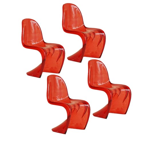 Modernes Design Esszimmerstühle 2er Set Rot Stapelstühle für Esszimmer Wohnzimmer Schlafzimmer Büro Konferenzraum Ergonomisches PC-Material verdickt und integriert für Komfort und Vielseitigkeit von Generisch