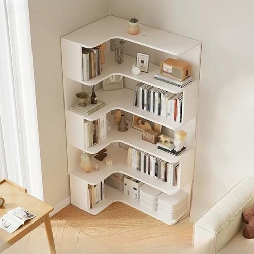 Modernes Eck-Bücherregal mit 5 Ebenen, 60 cm breit, Bücherregal aus Holz, platzsparend, freistehend, für Schlafzimmer, Arbeitszimmer, Wohnzimmer, stilvolles weißes Design Modernes Eck-Bücherregal mit 5 Ebenen, 60 cm breit, Bücherregal aus Holz, platzsparend, freistehend, für Schlafzimmer, Arbeitszimmer, Wohnzimmer, stilvolles weißes Design von Generisch
