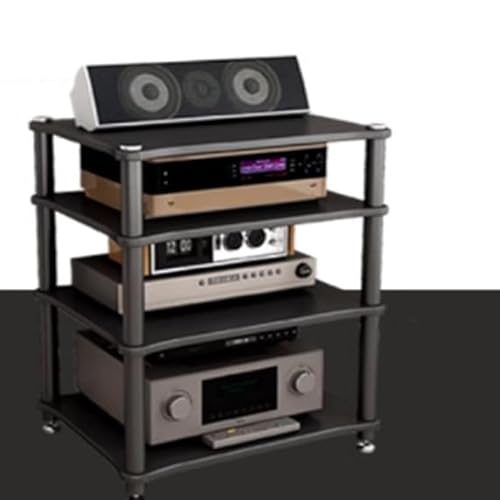 Modernes Eckregal für Plattenspieler, multifunktional, 4 Etagen, offener AV-Ständer für Stereo-Projektor, Kabelbox, Schwarz Modernes Eckregal für Plattenspieler, multifunktional, 4 Etagen, offener AV-Ständer für Stereo-Projektor, Kabelbox, Schwarz von Generisch