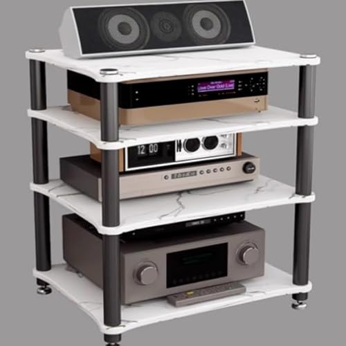 Modernes Eckregal für Plattenspieler, multifunktionaler AV-Media-Ständer, offenes Stereo-Regal, 4 Etagen, Aufbewahrung für Projektor und Kabelbox, stilvolles weißes Design Modernes Eckregal für Plattenspieler, multifunktionaler AV-Media-Ständer, offenes Stereo-Regal, 4 Etagen, Aufbewahrung für Projektor und Kabelbox, stilvolles weißes Design von Generisch
