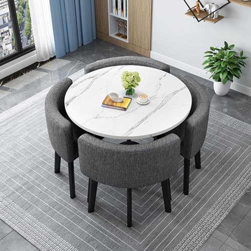 Modernes Esstisch-Set aus Holz mit 4 Stühlen, quadratische Form, ideal für Wohnzimmer oder Esszimmer, Konferenzraum, Empfang, Schreibtisch und Stuhl, 80 cm Höhe von Generisch