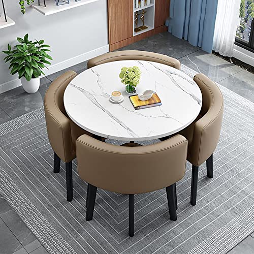 Modernes Esstisch- und Stühle-Set für 4 platzsparende Heimbürotische, mit Stoffstühlen, Empfangsstil, 80 x 80 x 75 cm, A18 Modernes Esstisch- und Stühle-Set für 4 platzsparende Heimbürotische, mit Stoffstühlen, Empfangsstil, 80 x 80 x 75 cm, A18 von Generisch