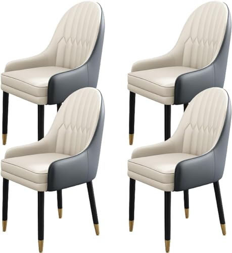 Modernes Esszimmerstuhl-Set, Mikrofaser-Leder, gepolstert, mit Metallbeinen und ergonomischer Rückenlehne, perfekt für Küche und Wohnzimmer von Generisch
