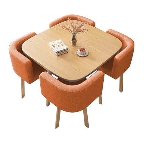 Modernes Konferenztisch-Set für 4 Büro-Empfangstisch & Stuhl Combo Stilvoller Balkontisch mit Stühlen für Wohnzimmer (Orange) von Generisch