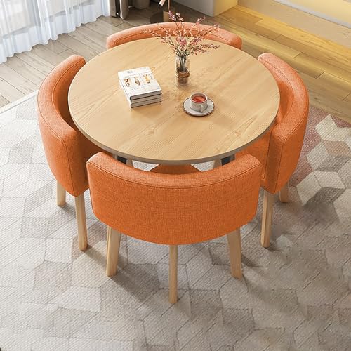 Modernes Küchen-Esstisch-Set für 4 Personen – runder Frühstücksbartisch und Stuhl-Set für kleine Räume, einfaches Büro, Konferenzraum, Möbel, stilvolles und funktionales Design von Generisch
