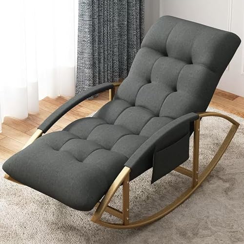 Modernes Schaukelstuhl- und Fußhocker-Set für Wohnzimmer, bequemes Bogen, weiches Kissen, atmungsaktives Design, moderne Armlehnen, Seitentaschen, ideal für Schlafzimmer oder Garten von Generisch