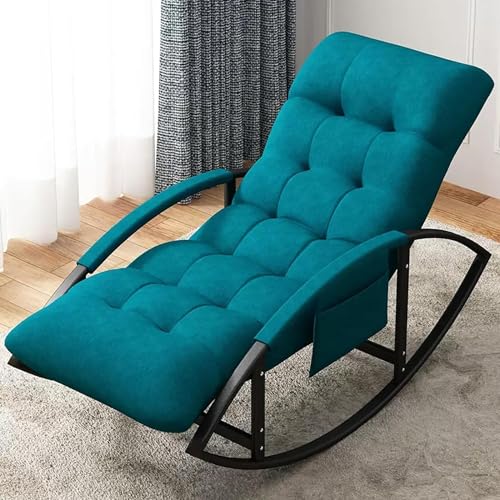 Modernes Schaukelstuhl- und Fußhocker-Set für Wohnzimmer, bequemes Bogen-weiches Kissen, atmungsaktives Design, Armlehnen, Seitentaschen, ideal für Schlafzimmer oder Garten von Generisch