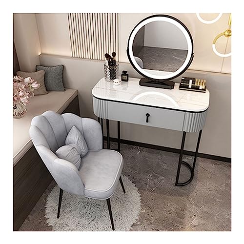 Modernes Schminktisch-Set mit dimmbarem Spiegel, gepolstertem Hocker und 2 Schubladen, ideal für Schlafzimmer oder Ankleidezimmer von Generisch