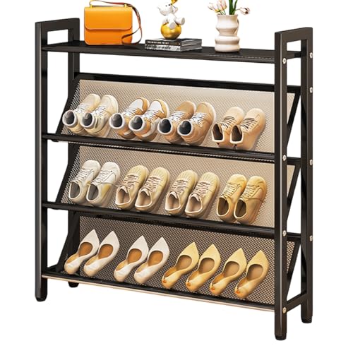 Modernes Schuhregal Schmal Aus Metall for Den Flur, Aufbewahrungsorganisator for Dünne Schuhe, Schräge Netzböden und Oberes Regal, Schuhregale für Schrank, Türrahmen, Schwarz, Einfache Montage(L 90cm Modernes Schuhregal Schmal Aus Metall for Den Flur, Aufbewahrungsorganisator for Dünne Schuhe, Schräge Netzböden und Oberes Regal, Schuhregale für Schrank, Türrahmen, Schwarz, Einfache Montage(L 90cm von Generisch