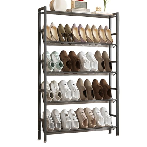 Modernes Schuhregal aus Metall, freistehend, platzsparend, Schuhständer für lange Schuhe, ideal für Eingänge, Flure, Schränke und Schlafsäle (Schwarz, 800 x 150 x 1200 mm) von Generisch