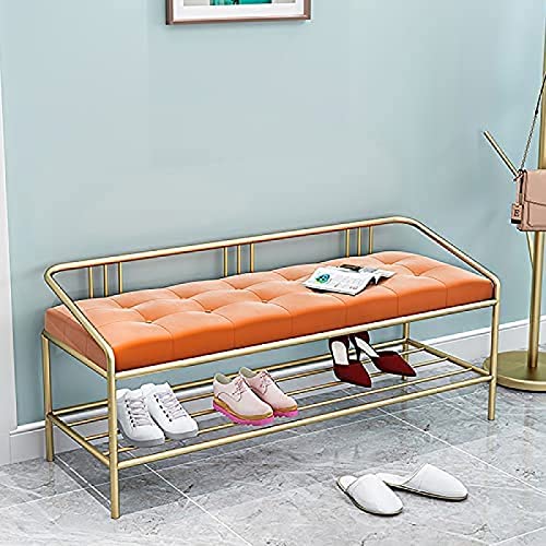 Modernes Schuhregal aus Metall mit samtgepolstertem Sitz, stilvoller Schuhablage in Blau & ge, 100 x 35 x 45 cm, perfekt für Eingangsbereich und Heimdekoration Modernes Schuhregal aus Metall mit samtgepolstertem Sitz, stilvoller Schuhablage in Blau & ge, 100 x 35 x 45 cm, perfekt für Eingangsbereich und Heimdekoration von Generisch