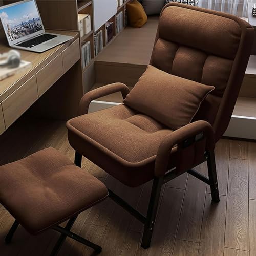 Modernes Sessel-Set mit Fußhocker, bequemer Lesesessel mit verstellbarer Rückenlehne, Seitentaschen, perfekt für Wohnzimmer oder Schlafzimmer (Braun, 50 x 56 x 95 cm) von Generisch