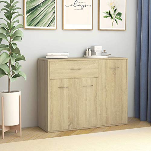 Modernes Sideboard Einstiegstisch Konsolenschrank mit großer Schublade und 3 Türen ideal für Wohnzimmer oder Schlafzimmer Stilvolle Sonoma Eiche Finish 88x30x70cm Robuste Spanplattenkonstruktion Modernes Sideboard Einstiegstisch Konsolenschrank mit großer Schublade und 3 Türen ideal für Wohnzimmer oder Schlafzimmer Stilvolle Sonoma Eiche Finish 88x30x70cm Robuste Spanplattenkonstruktion von Generisch