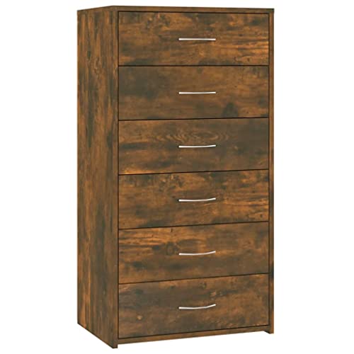 Modernes Sideboard mit 6 Schubladen aus geräucherter Eiche, stilvolle Wohnzimmermöbel mit reichlich Stauraum für Zuhause von Generisch