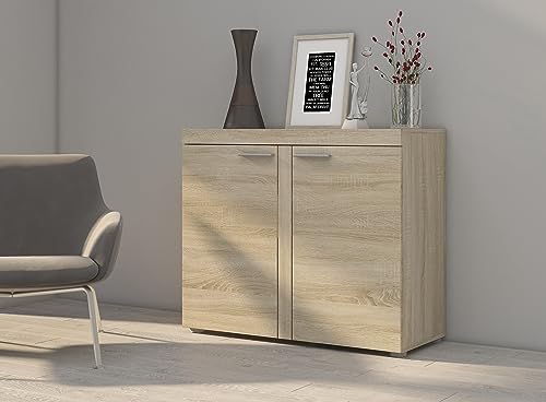 Modernes Sonoma Sideboard mit 2 Türen, 97 x 82 x 40 cm, schlanker Flurschrank für Wohnzimmer, kleines Kinderbett mit effizienter Organisation von Generisch