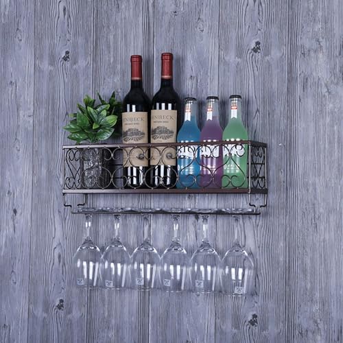 Modernes Weinregal aus Metall mit schwebender Halterung und Glashalter, multifunktionales Eisenregal für Küche und gewerbliche Nutzung Modernes Weinregal aus Metall mit schwebender Halterung und Glashalter, multifunktionales Eisenregal für Küche und gewerbliche Nutzung von Generisch