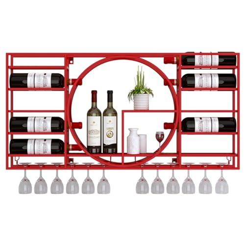 Modernes Weinregal aus Metall zur Wandmontage mit Stielglasregal – schwebende Regale für Zuhause, Restaurant, Bars, Küche – Weinausstellungseinheit von Generisch