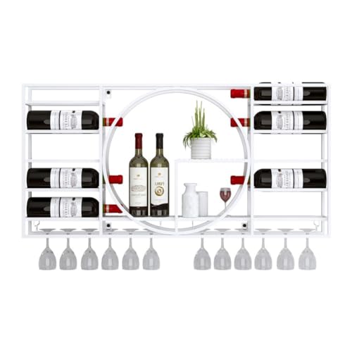 Modernes Weinregal aus weißem Metall zur Wandmontage, stilvolles Regal für Flaschen und Gläser, perfekte Bar-Einheit oder Küchenaufbewahrungslösung (120 x 10,9 x 71,9 cm) von Generisch